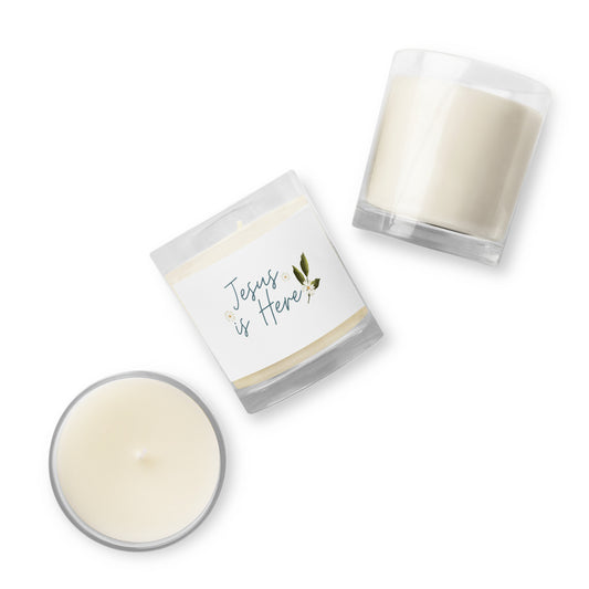 Jesus is Here - Glass jar soy wax candle