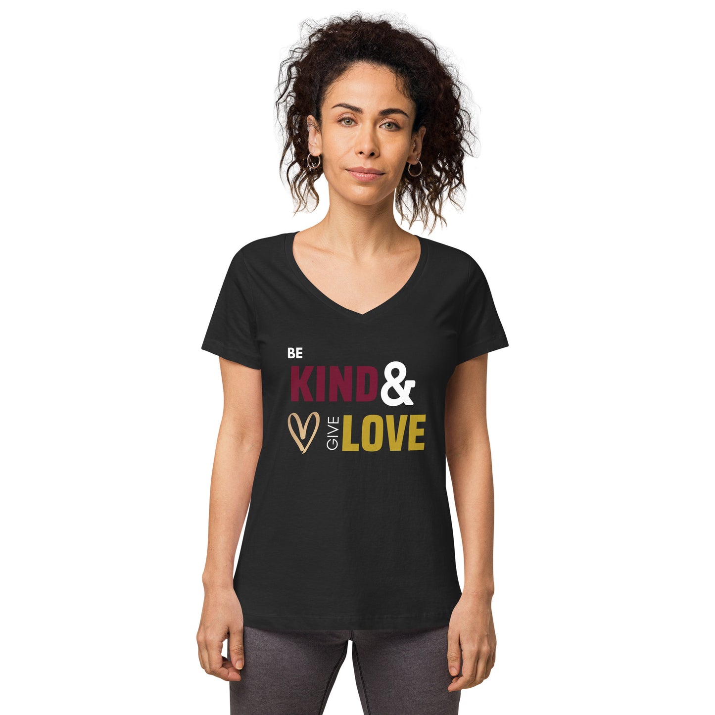 Be Kind & Give Love - Women’s fitted v-neck t-shirt