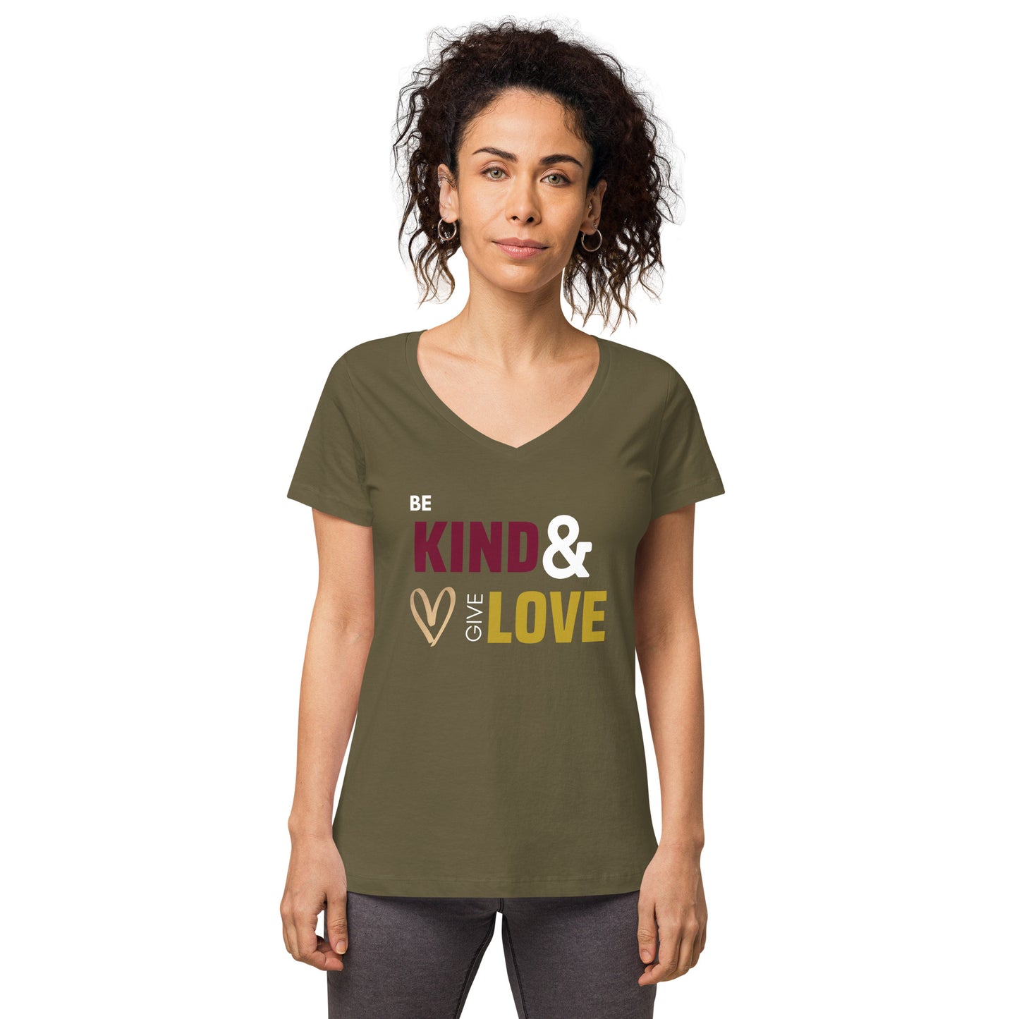 Be Kind & Give Love - Women’s fitted v-neck t-shirt