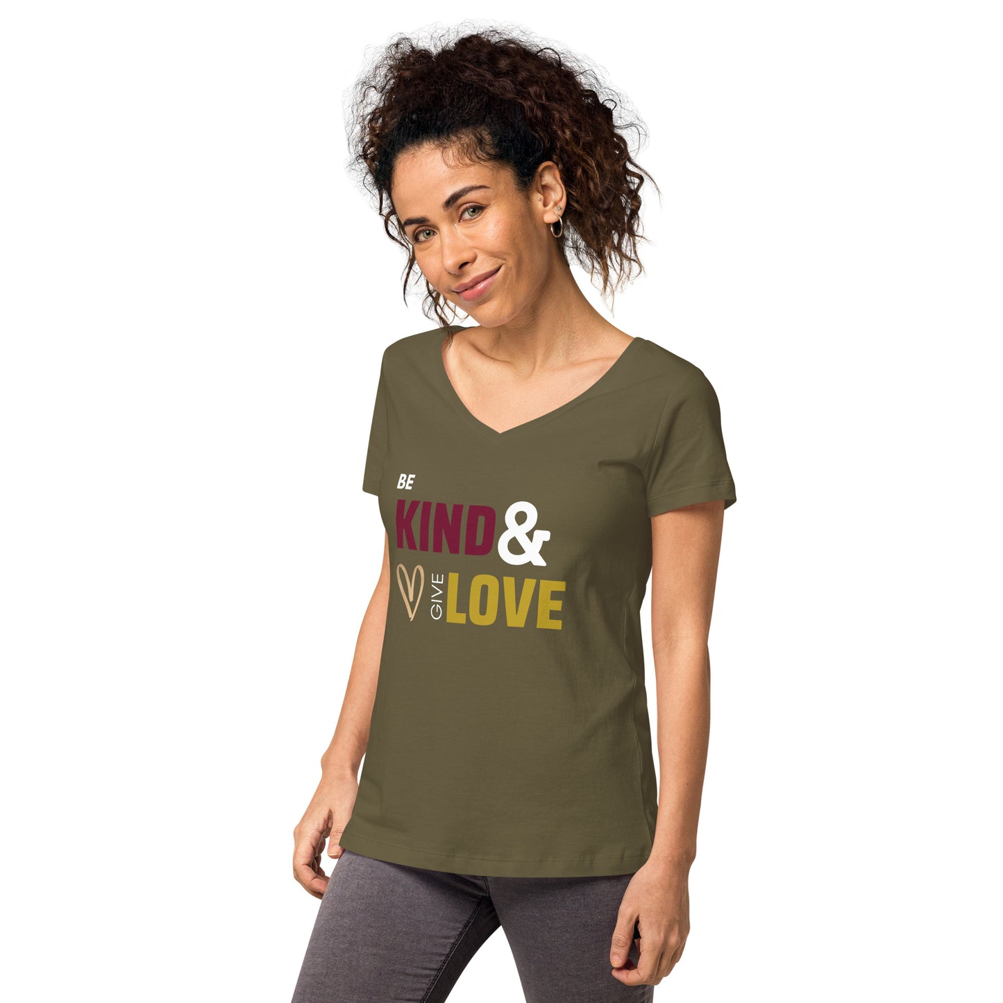 Be Kind & Give Love - Women’s fitted v-neck t-shirt