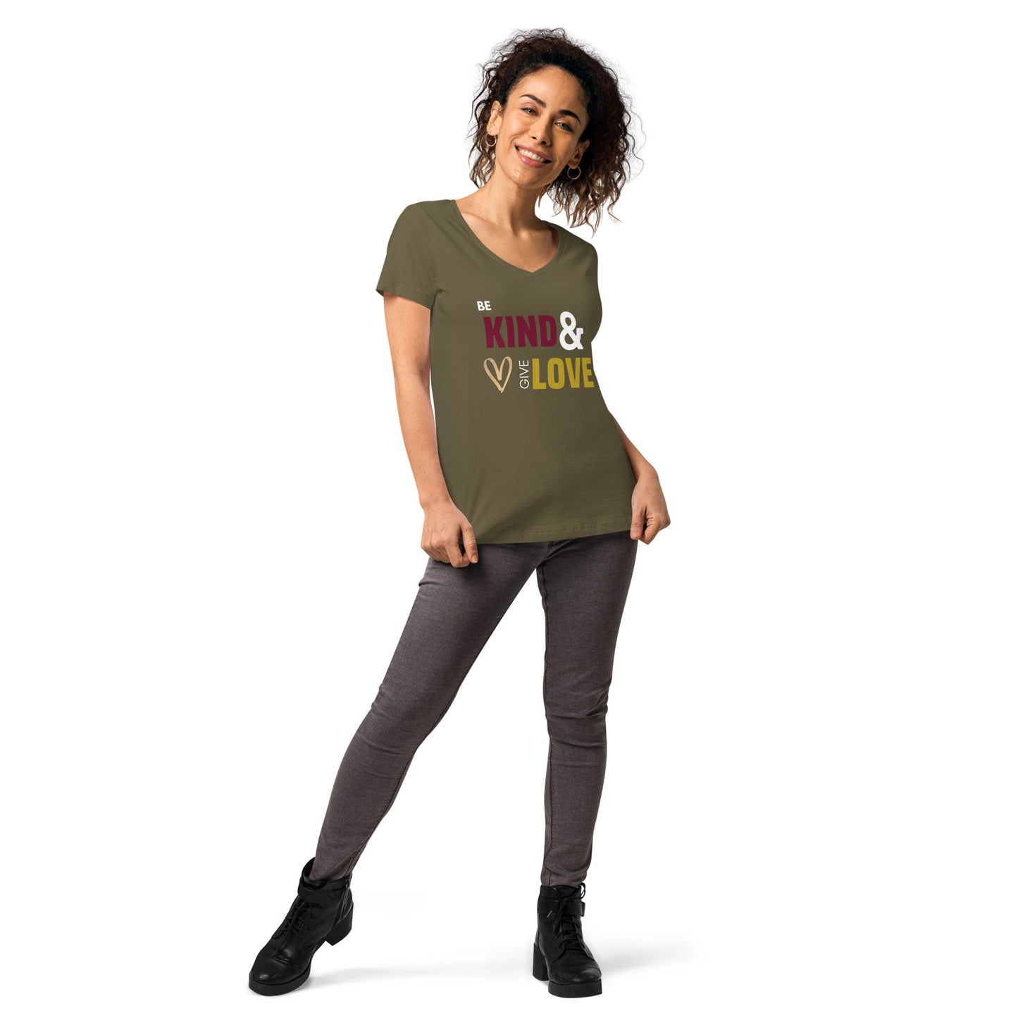 Be Kind & Give Love - Women’s fitted v-neck t-shirt