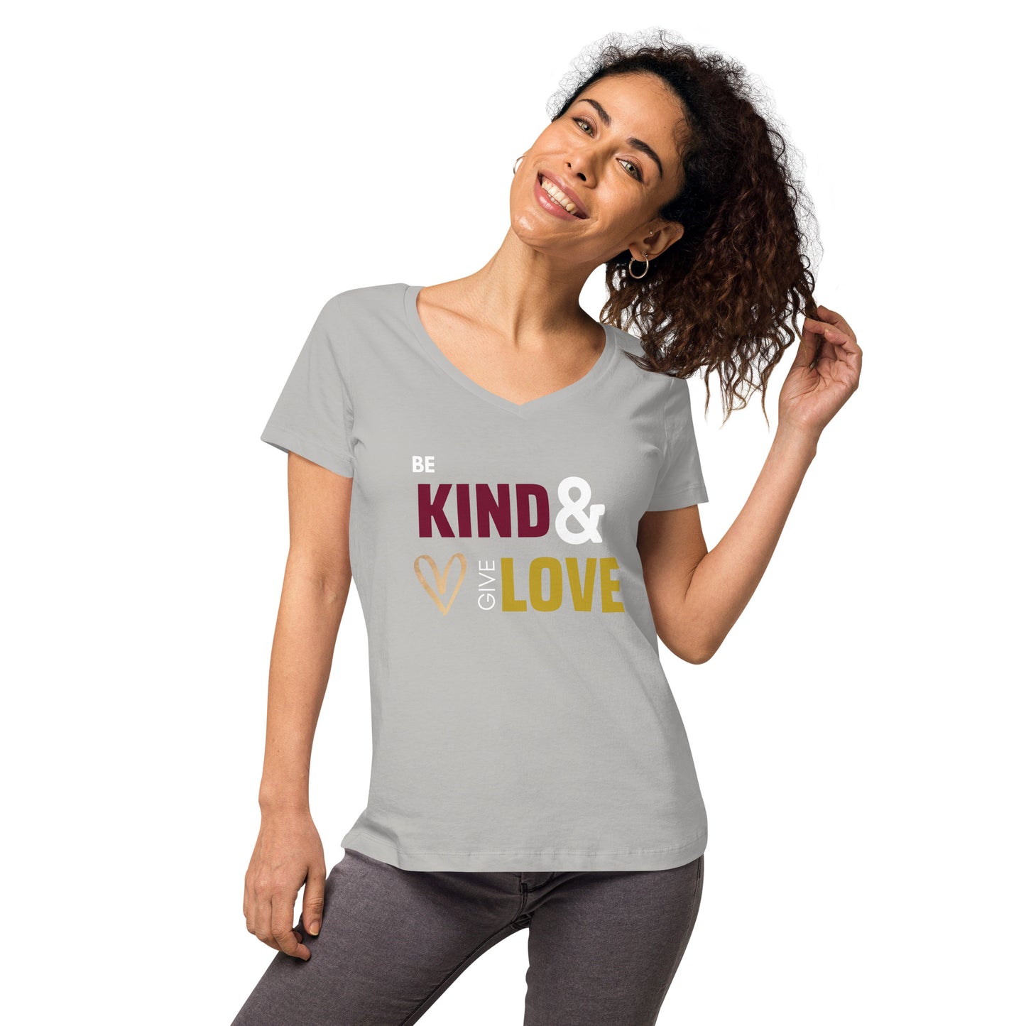 Be Kind & Give Love - Women’s fitted v-neck t-shirt