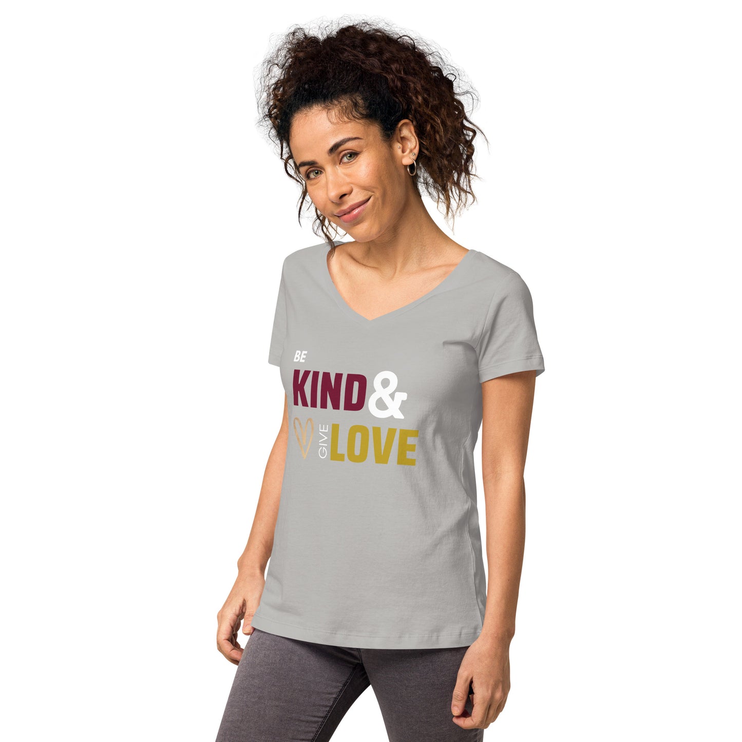 Be Kind & Give Love - Women’s fitted v-neck t-shirt