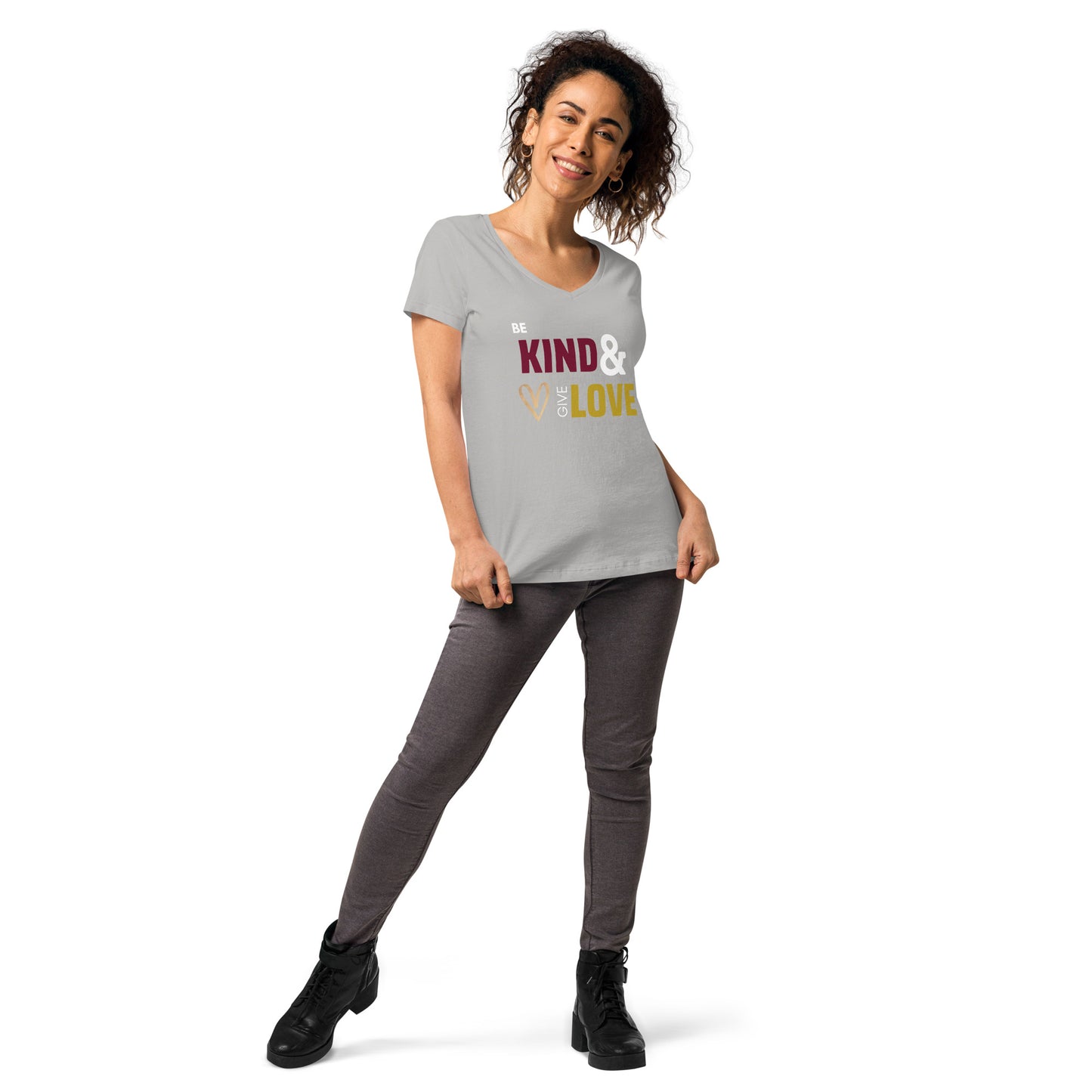 Be Kind & Give Love - Women’s fitted v-neck t-shirt