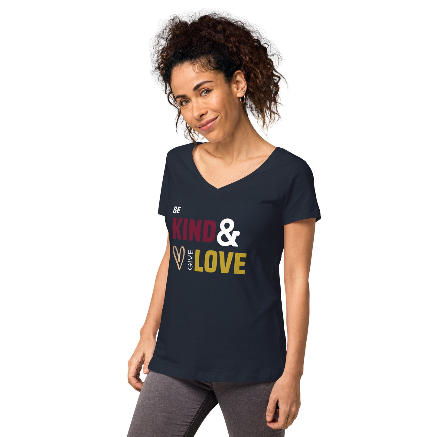 Be Kind & Give Love - Women’s fitted v-neck t-shirt