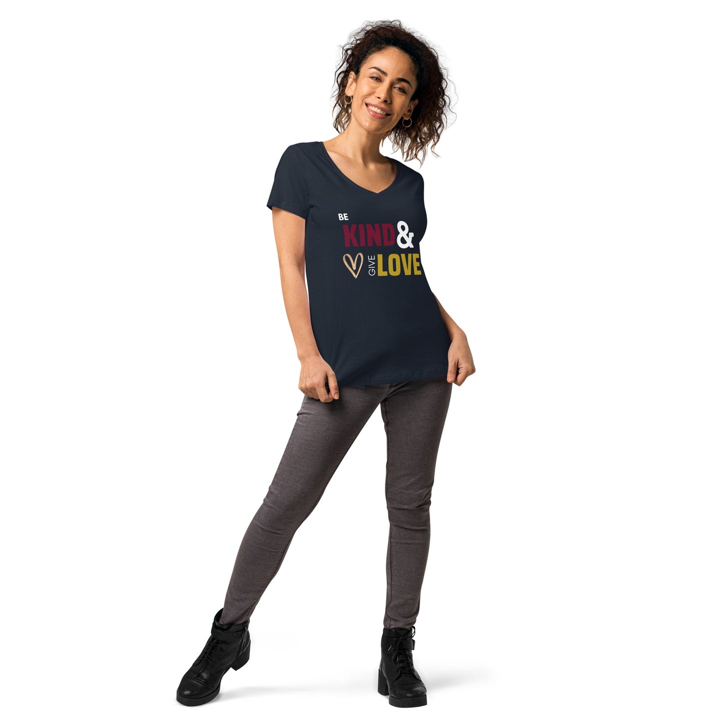 Be Kind & Give Love - Women’s fitted v-neck t-shirt