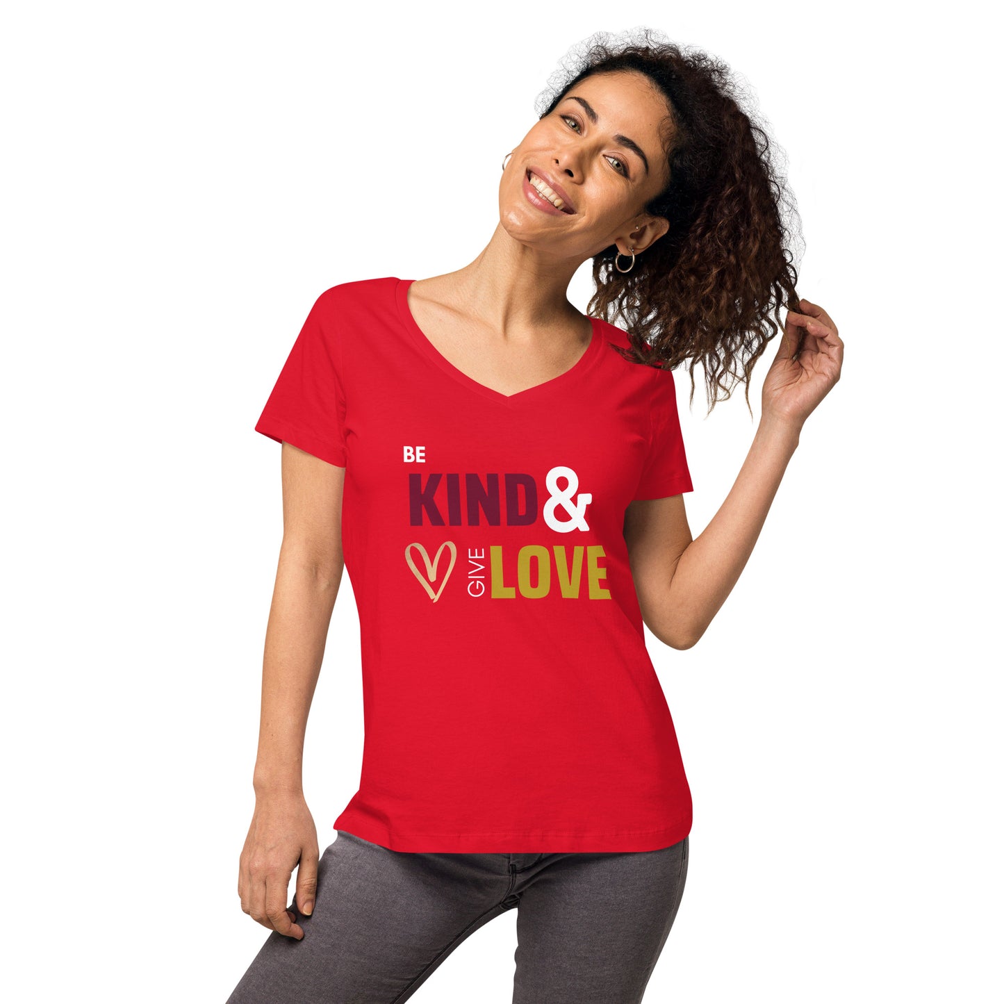 Be Kind & Give Love - Women’s fitted v-neck t-shirt