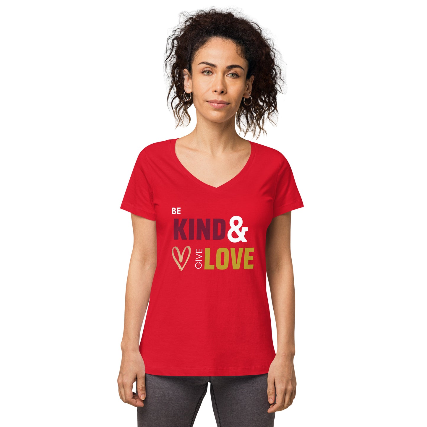 Be Kind & Give Love - Women’s fitted v-neck t-shirt