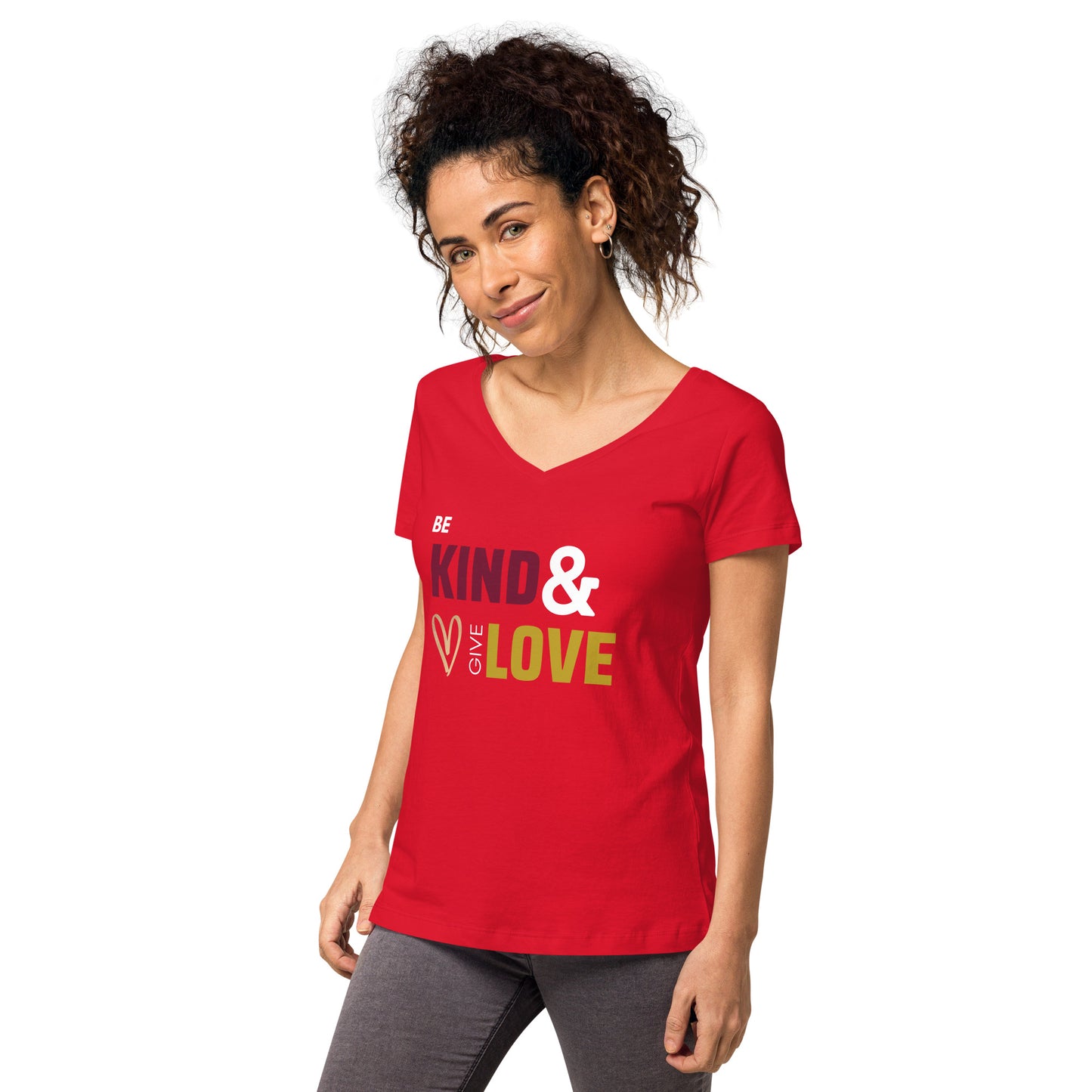 Be Kind & Give Love - Women’s fitted v-neck t-shirt